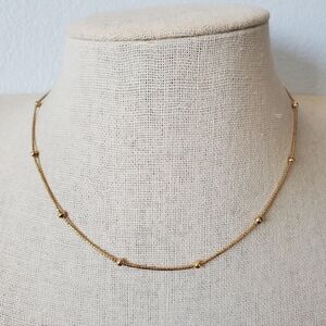 Danecraft Gold Sterling Silver Ball Station Choker Chain Necklace